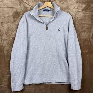Polo by Ralph Lauren Heather Gray Quarter-Zip Sweatshirt with Navy Pony